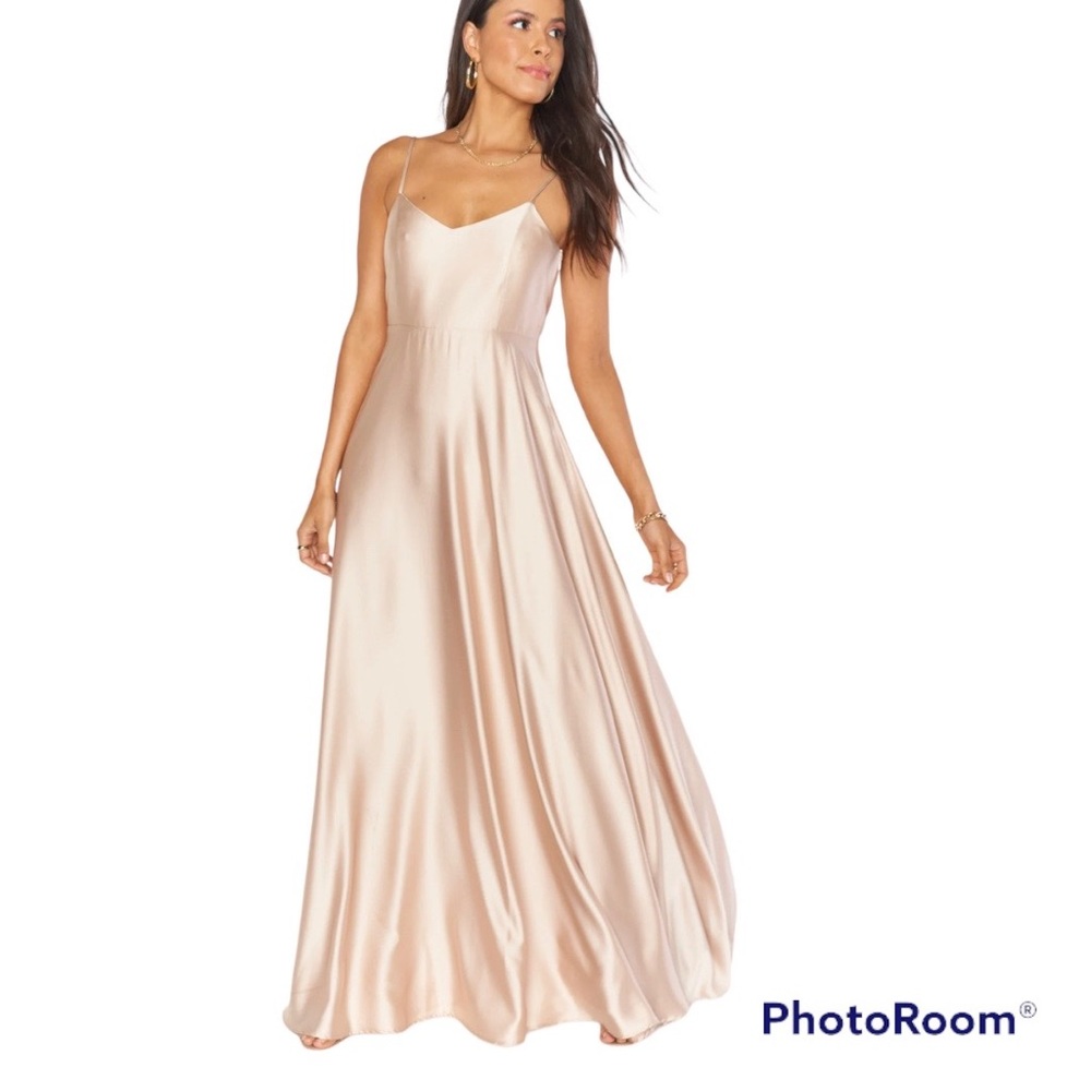 Show Me Your MUMU Faith Maxi Dress NWOT Champagne Luxe Satin XS